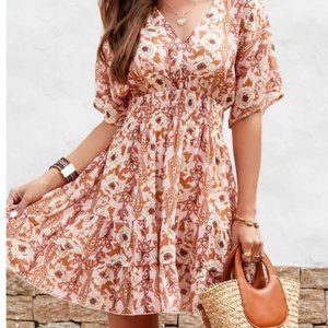 Floral print v-neck dress